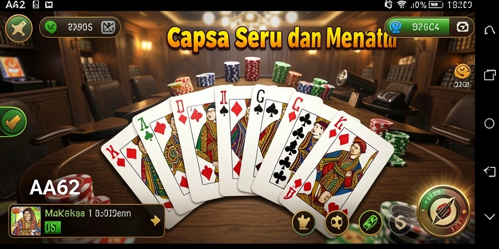 Tampilan antarmuka menarik dan fungsional dari game Capsa.