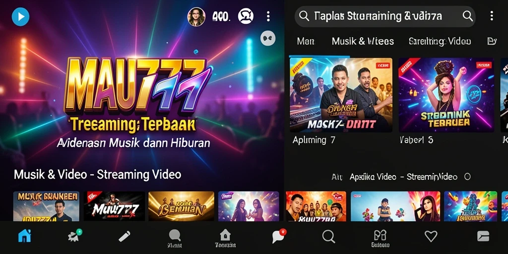 Tampilan antarmuka aplikasi MAU777 untuk streaming video yang menarik.