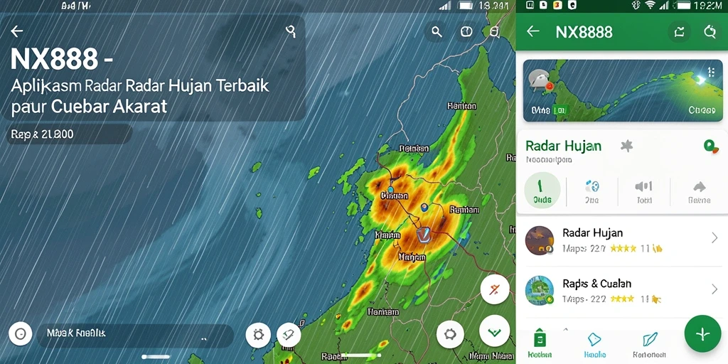 Tampilan antarmuka utama NX888 dengan fungsi Radar Hujan yang jelas.